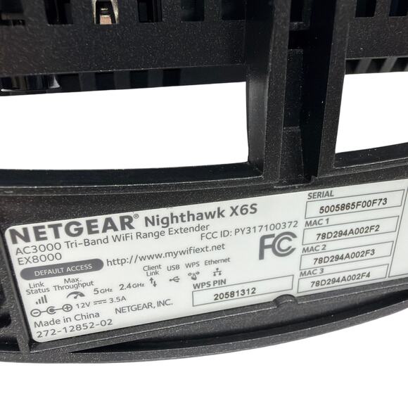 NETGEAR Nighthawk X6S EX8000 AC3000 Tri-Band WiFi Range Extender Black - Picture 4 of 7